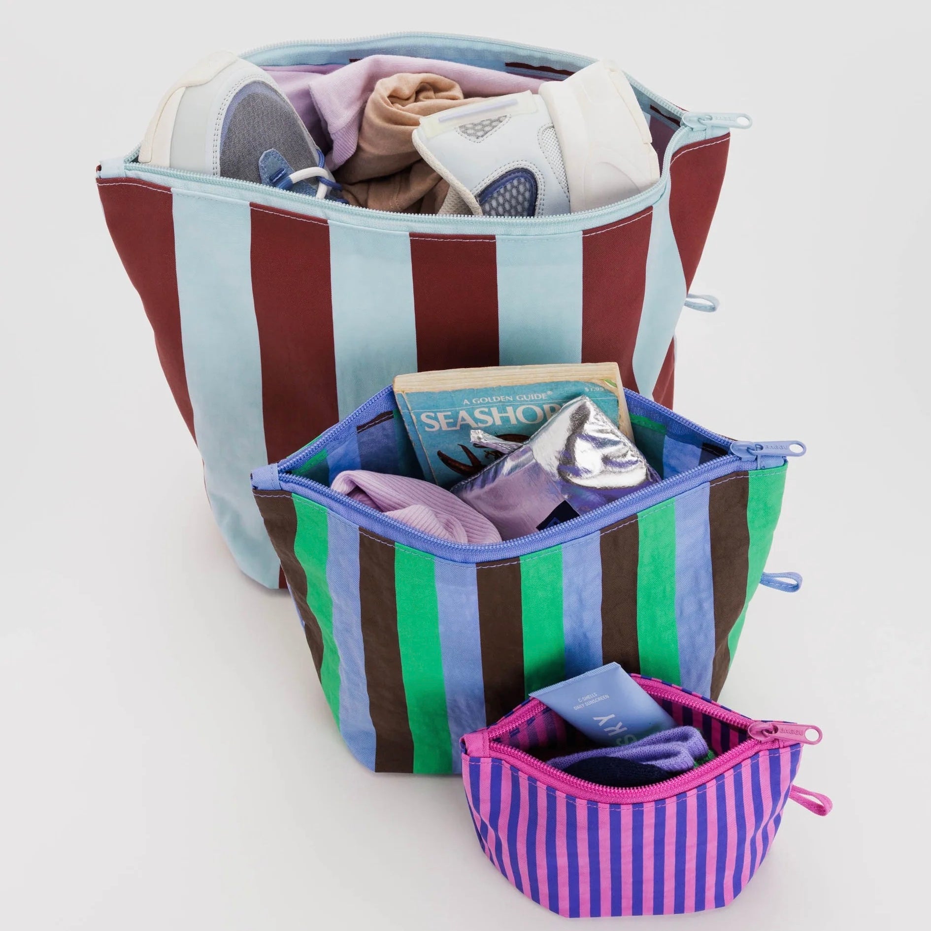 Baggu Go Pouch Set: Vacation Stripe Mix – Sightsee