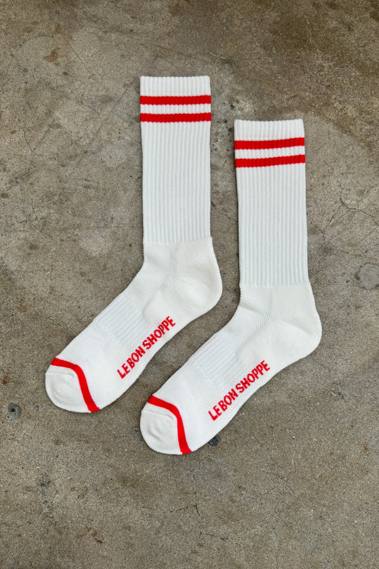 Extended Size Boyfriend Socks - Clean White