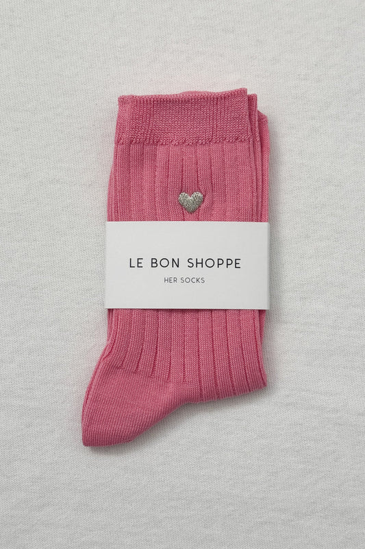 Her Socks (MC Cotton) - Embroidered Heart Pink