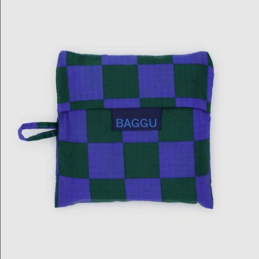 Baggu Reusable Tote: Iris Green Check