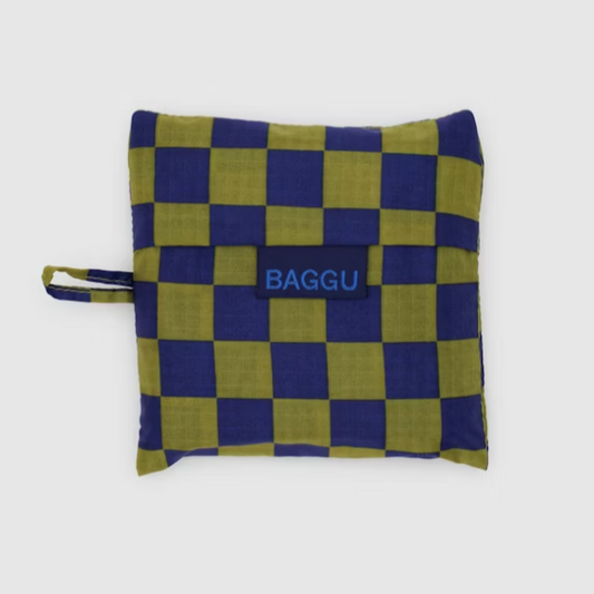 Baggu Reusable Tote: Pear Navy Check