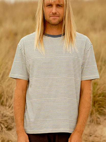 Hemp Tee - Indigo Stripe