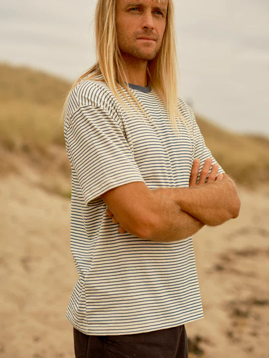 Hemp Tee - Indigo Stripe